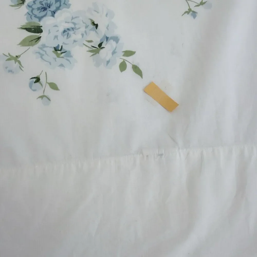 Vtg Fieldcrest Blue Floral King Pillowcases Cottagecore 100% Cotton USA READ